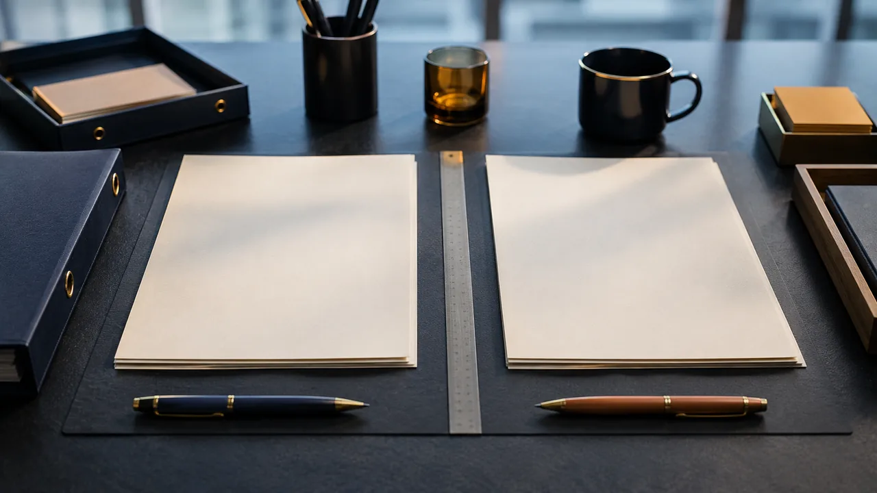 SupportVerdict comparison desk with two blank paper reports and pens
